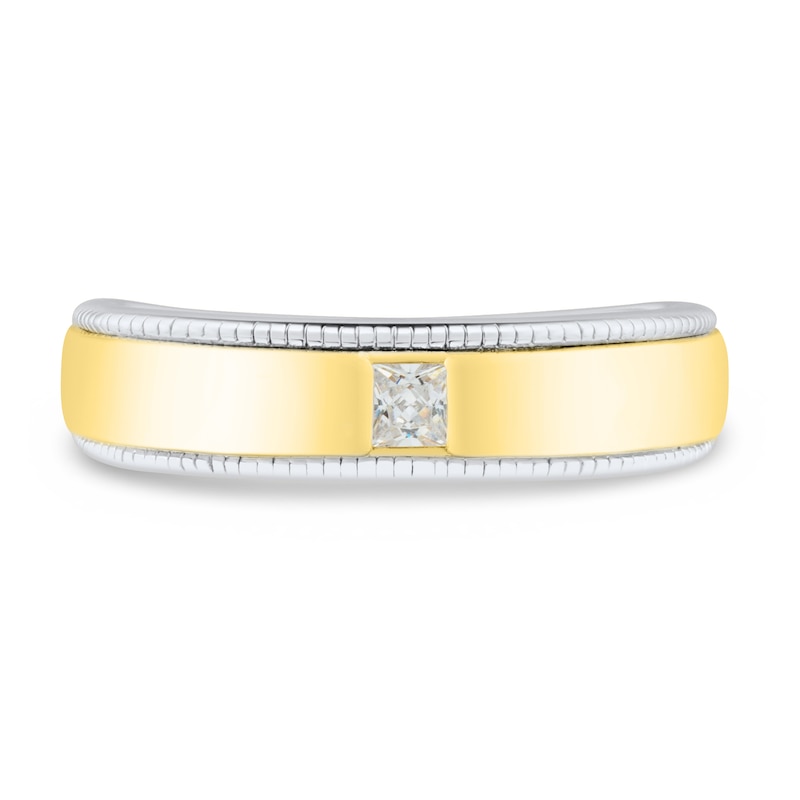 Main Image 2 of 1/5 CT. Square-Cut Diamond Solitaire Vintage-Style Anniversary Band in 10K Two-Tone Gold