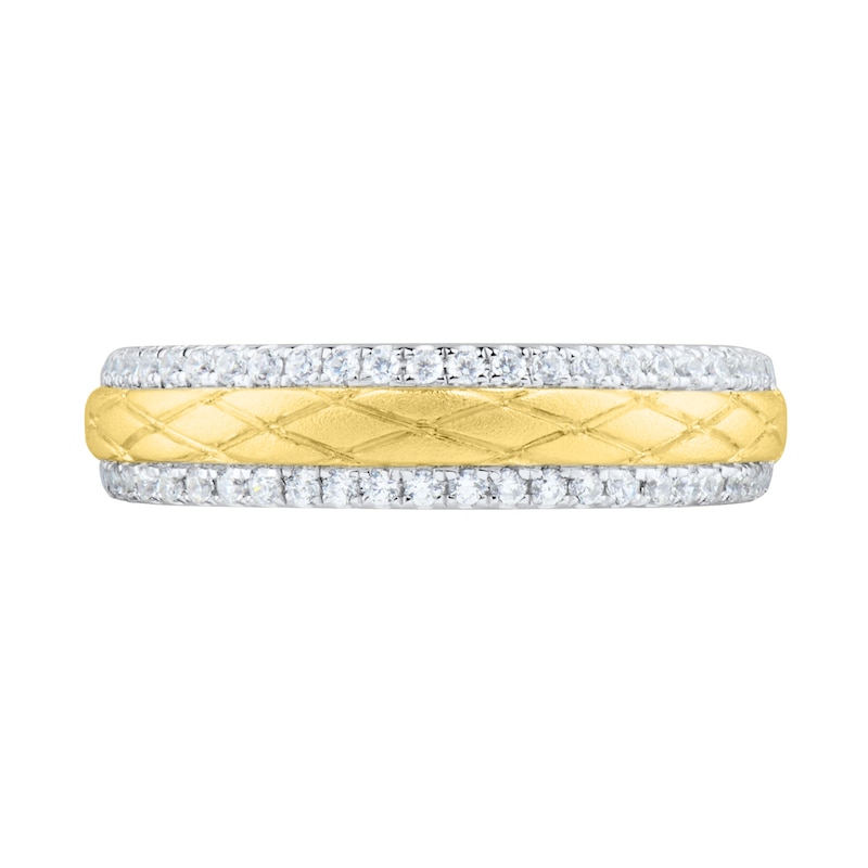 Main Image 2 of 1/4 CT. T.W. Diamond Edge Woven Anniversary Band in 14K Two-Tone Gold