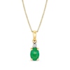 Thumbnail Image 1 of Oval Emerald and Baguette Diamond Accent Pendant in 10K Gold