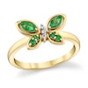 Thumbnail Image 1 of Marquise and Round Emerald with Diamond Accent Butterfly Ring in 10K Gold