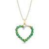 Thumbnail Image 1 of Emerald and Diamond Accent Open Heart Pendant in 10K Gold