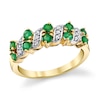 Thumbnail Image 1 of Emerald and 1/8 CT. T.W. Diamond Alternating Flame Ring in 14K Gold