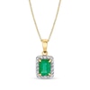 Thumbnail Image 1 of Emerald-Cut Emerald and 1/5 CT. T.W. Diamond Frame Pendant in 14K Gold