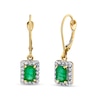 Thumbnail Image 0 of Emerald-Cut Emerald and 1/3 CT. T.W. Diamond Frame Drop Earrings in 14K Gold