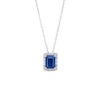 Thumbnail Image 1 of Emerald-Cut Blue and White Lab-Created Sapphire Frame Pendant in Sterling Silver