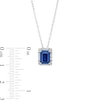 Thumbnail Image 4 of Emerald-Cut Blue and White Lab-Created Sapphire Frame Pendant in Sterling Silver