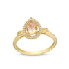 Thumbnail Image 1 of Pear-Shaped Morganite and 1/10 CT. T.W. Diamond Open Frame Ring in 10K Gold