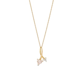 5.0mm Trillion-Cut Morganite and 1/20 CT. T.W. Diamond Twist Pendant in 10K Gold