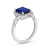 Thumbnail Image 3 of Emerald-Cut Blue and White Lab-Created Sapphire Frame Collar Ring in Sterling Silver