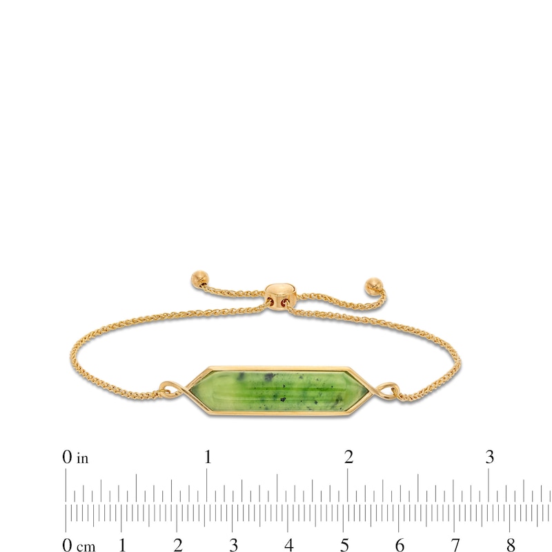 Main Image 3 of Elongated Hexagon Jade Bar Bolo Bracelet in 14K Gold - 9.0&quot;