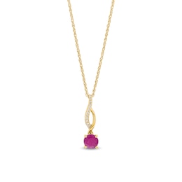 5.0mm Ruby and Diamond Accent Twist Drop Pendant in 10K Gold