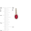 Thumbnail Image 3 of Oval Certified Ruby and White Lab-Created Sapphire Frame Drop Earrings in 10K Gold