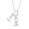 Thumbnail Image 1 of Diamond Accent Navy Mom Anchor Pendant in Sterling Silver - 18”