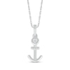 Thumbnail Image 4 of Diamond Accent Navy Mom Anchor Pendant in Sterling Silver - 18”