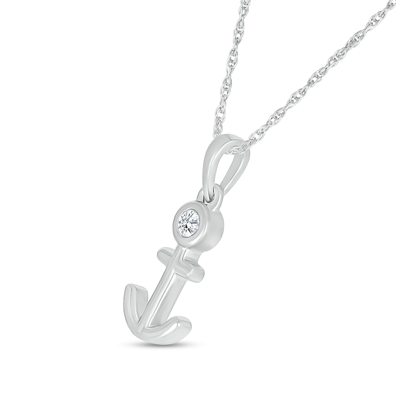 Main Image 6 of Diamond Accent Navy Mom Anchor Pendant in Sterling Silver - 18”