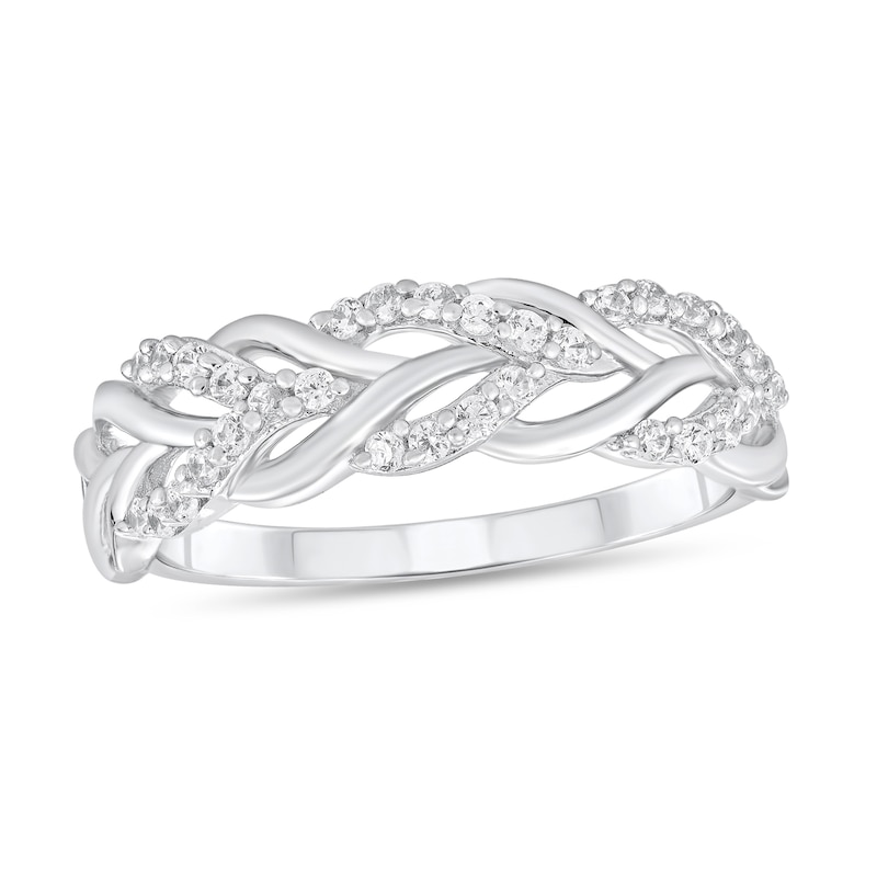 Main Image 1 of 1/4 CT. T.W. Diamond Wheat Braid Ring in Sterling Silver