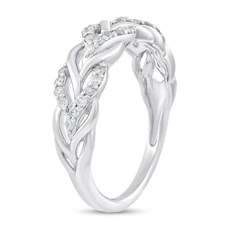 Main Image 2 of 1/4 CT. T.W. Diamond Wheat Braid Ring in Sterling Silver