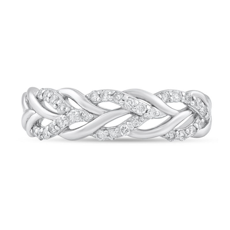 Main Image 3 of 1/4 CT. T.W. Diamond Wheat Braid Ring in Sterling Silver