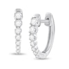 Thumbnail Image 1 of 1/4 CT. T.W. Diamond Graduated Seven Stone Hoop Earrings in 10K White Gold