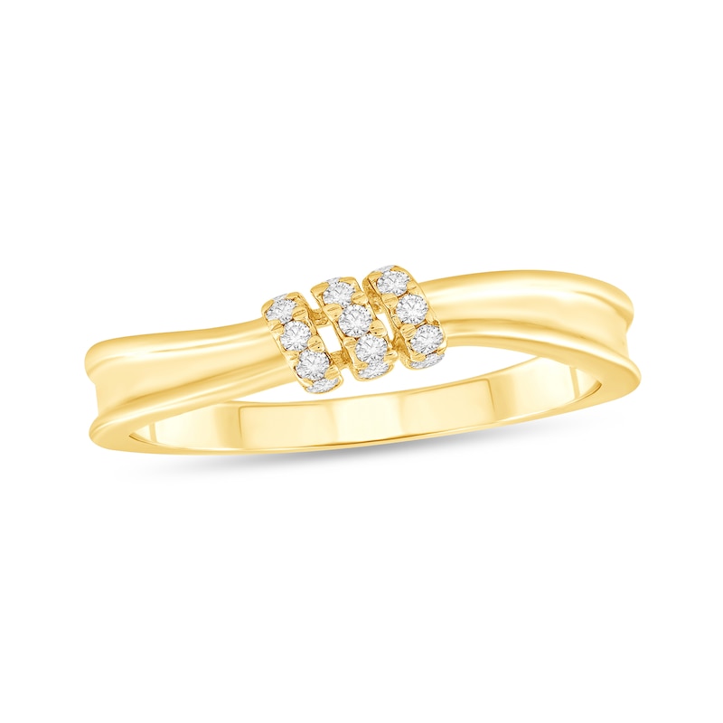 Main Image 1 of 1/10 CT. T.W. Diamond Wrapped Trio Center Ring in 10K Gold