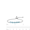 Thumbnail Image 3 of Sideways Pear-Shaped Swiss Blue Topaz Five Stone Bolo Bracelet in Sterling Silver - 9.1&quot;