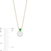 Thumbnail Image 3 of 8.0mm Freshwater Cultured Pearl and Emerald Stacked Duo Pendant in 10K Gold