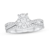 Thumbnail Image 1 of 1/2 CT. T.W. Diamond Oval-Shaped Frame Crossover Shank Bridal Set in 10K White Gold