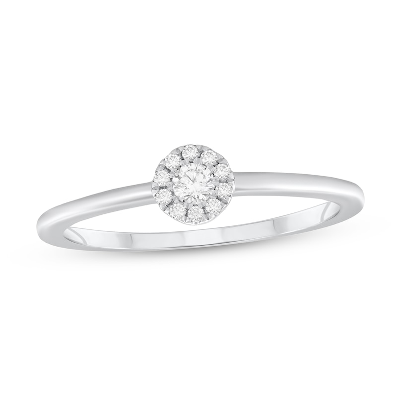 Main Image 1 of 1/15 CT. T.W. Diamond Frame Engagement Ring in 14K White Gold