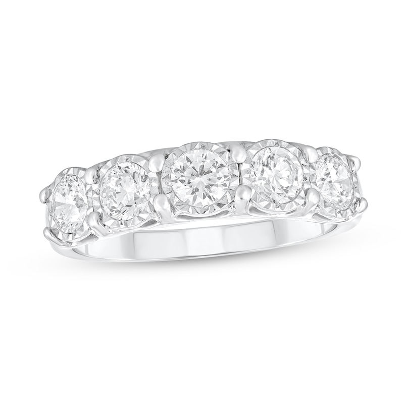 Main Image 1 of 1 CT. T.W. Diamond Miracle Five Stone Anniversary Band in 10K White Gold