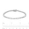 Thumbnail Image 4 of Freshwater Cultured Pearl and White Lab-Created Sapphire Alternating Line Bracelet in Sterling Silver-7.25”