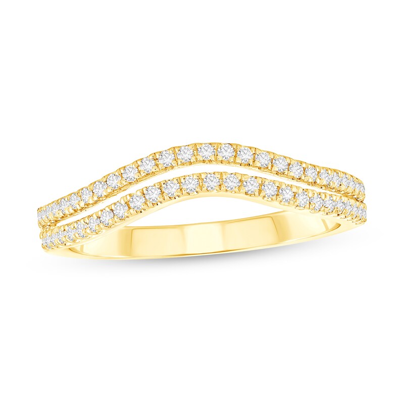 Main Image 1 of 1/4 CT. T.W. Diamond Double Row Contour Anniversary Band in 10K Gold