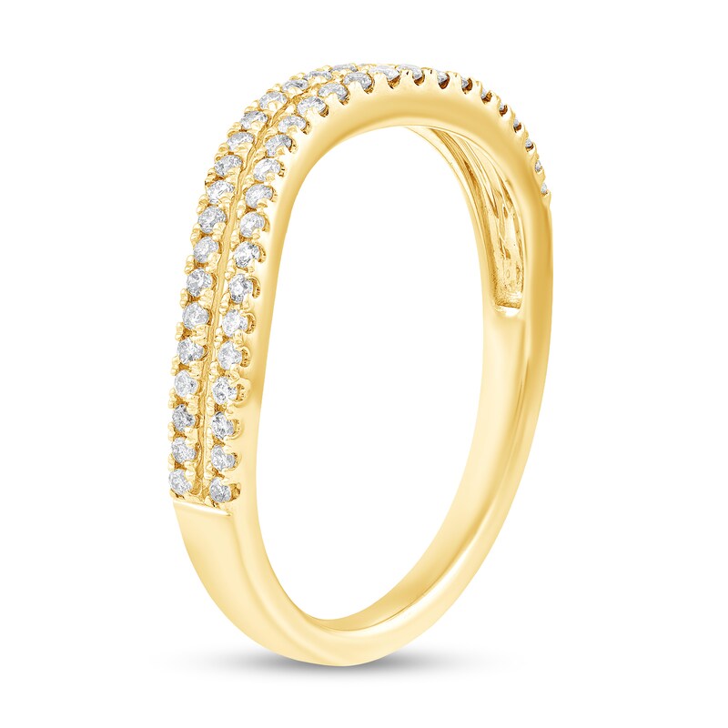 Main Image 2 of 1/4 CT. T.W. Diamond Double Row Contour Anniversary Band in 10K Gold