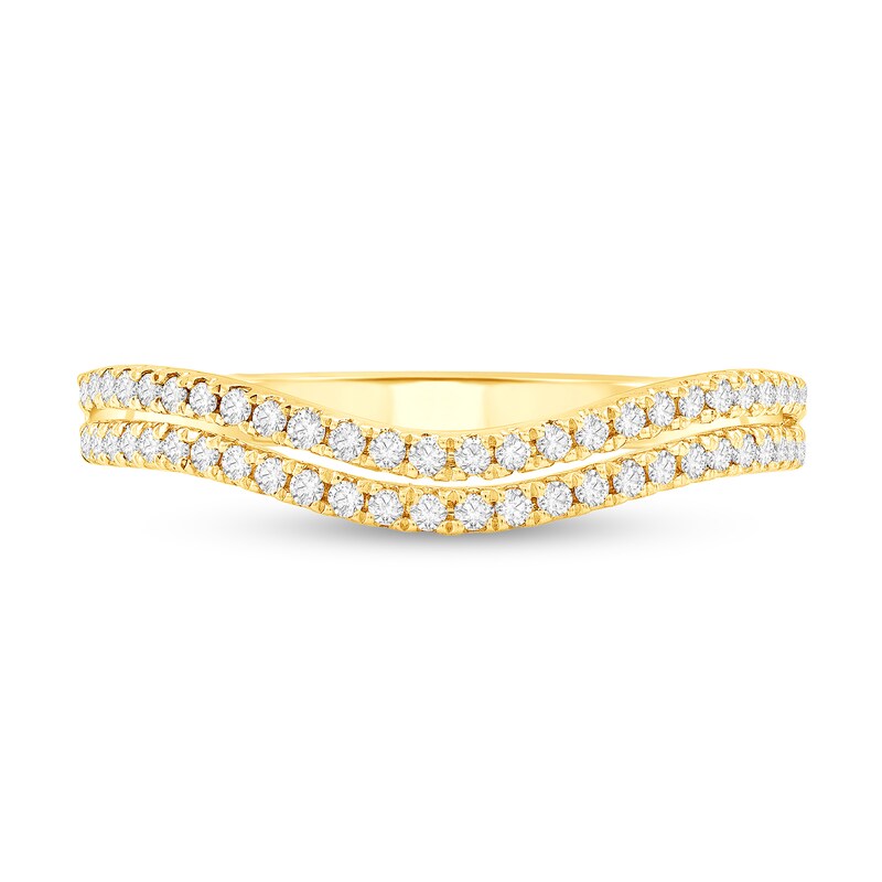 Main Image 3 of 1/4 CT. T.W. Diamond Double Row Contour Anniversary Band in 10K Gold