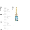 Thumbnail Image 3 of Oval Swiss Blue Topaz and 1/20 CT. T.W. Diamond Drop Earrings in 10K Gold