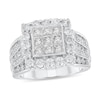 Thumbnail Image 1 of 2-3/8 CT. T.W. Princess-Cut Multi-Diamond Scallop Frame Multi-Row Engagement Ring in 10K White Gold