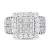 Thumbnail Image 3 of 2-3/8 CT. T.W. Princess-Cut Multi-Diamond Scallop Frame Multi-Row Engagement Ring in 10K White Gold