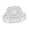 Thumbnail Image 1 of 1-1/2 CT. T.W. Diamond Double Cushion Frame Multi-Row Crossover Split Shank Engagement Ring in 14K White Gold