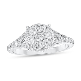 1 CT. T.W. Multi-Diamond Split Shank Engagement Ring in 10K White Gold