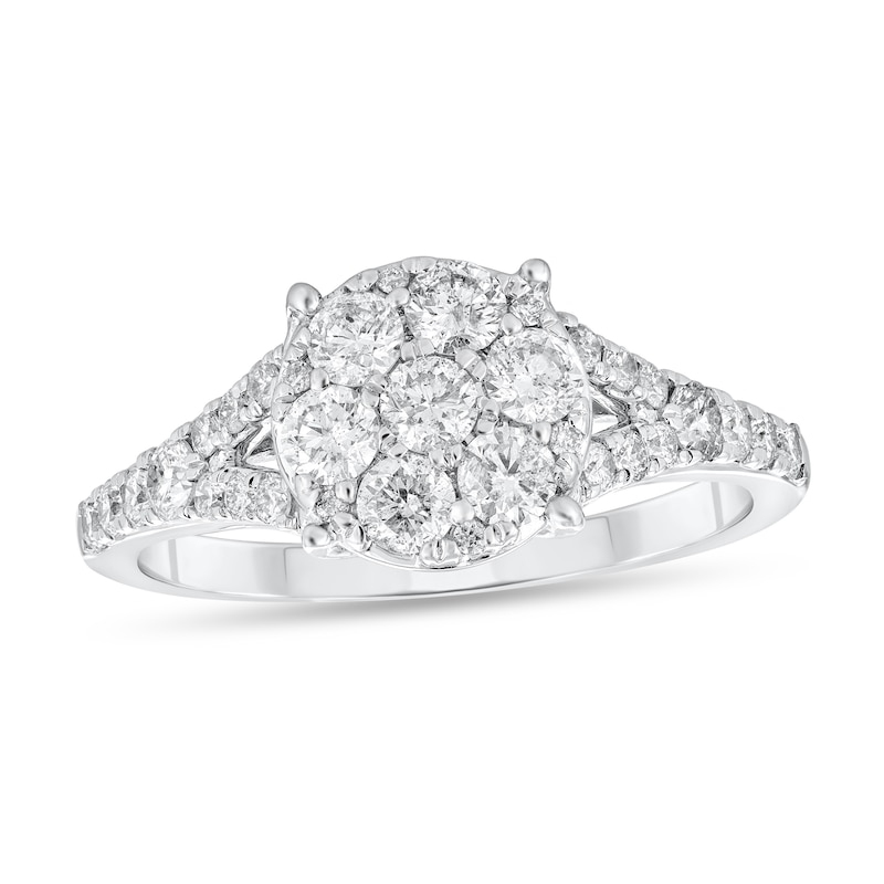 Main Image 1 of 1 CT. T.W. Multi-Diamond Split Shank Engagement Ring in 10K White Gold