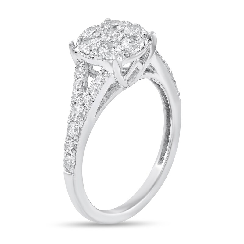 1 CT. T.W. Multi-Diamond Split Shank Engagement Ring in 10K White Gold