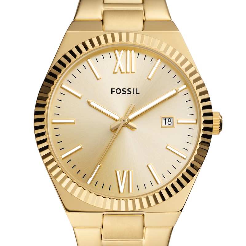 Main Image 5 of Ladies’ Fossil Scarlette Gold-Tone IP Watch with Gold-Tone Dial and Coin-Edge Bezel (Model: ES5299)