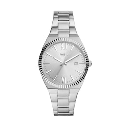 Ladies’ Fossil Scarlette Watch with Silver-Tone Dial and Coin-Edge Bezel (Model: ES5300)