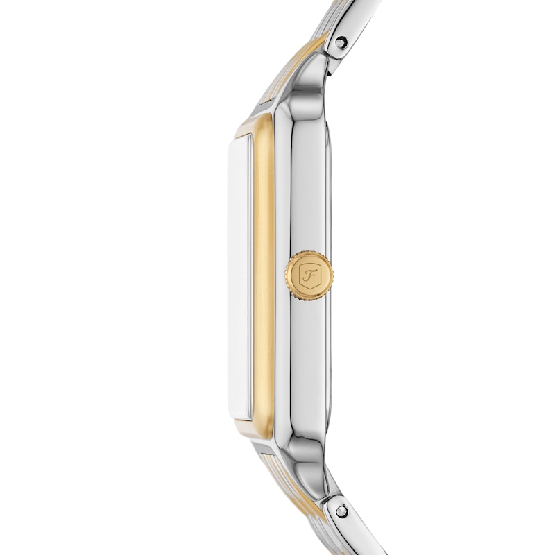 Main Image 3 of Ladies’ Fossil Raquel Crystal Accent Two-Tone IP Watch with Rectangular Mother-of-Pearl Dial (Model: ES5305)