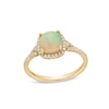 Thumbnail Image 0 of 7.0mm Cushion-Cut Opal and 1/5 CT. T.W. Diamond Frame Split Shank Ring in 10K Gold