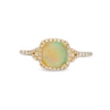 Thumbnail Image 3 of 7.0mm Cushion-Cut Opal and 1/5 CT. T.W. Diamond Frame Split Shank Ring in 10K Gold