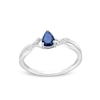 Thumbnail Image 1 of Pear-Shaped Blue Sapphire and Diamond Accent Crossover Shank Ring in 10K White Gold