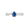 Thumbnail Image 4 of Pear-Shaped Blue Sapphire and Diamond Accent Crossover Shank Ring in 10K White Gold