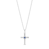 Thumbnail Image 0 of Blue Sapphire and Diamond Accent Cross Pendant in 10K White Gold