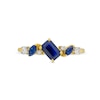 Thumbnail Image 4 of Emerald and Marquise-Cut Blue Sapphire with 1/10 CT. T.W. Diamond Tilted Ring in 10K Gold