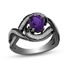 Thumbnail Image 0 of Enchanted Disney Villains Ursula Oval Amethyst and 1/5 CT. T.W. Diamond Eel Bypass Twist Ring in Sterling Silver